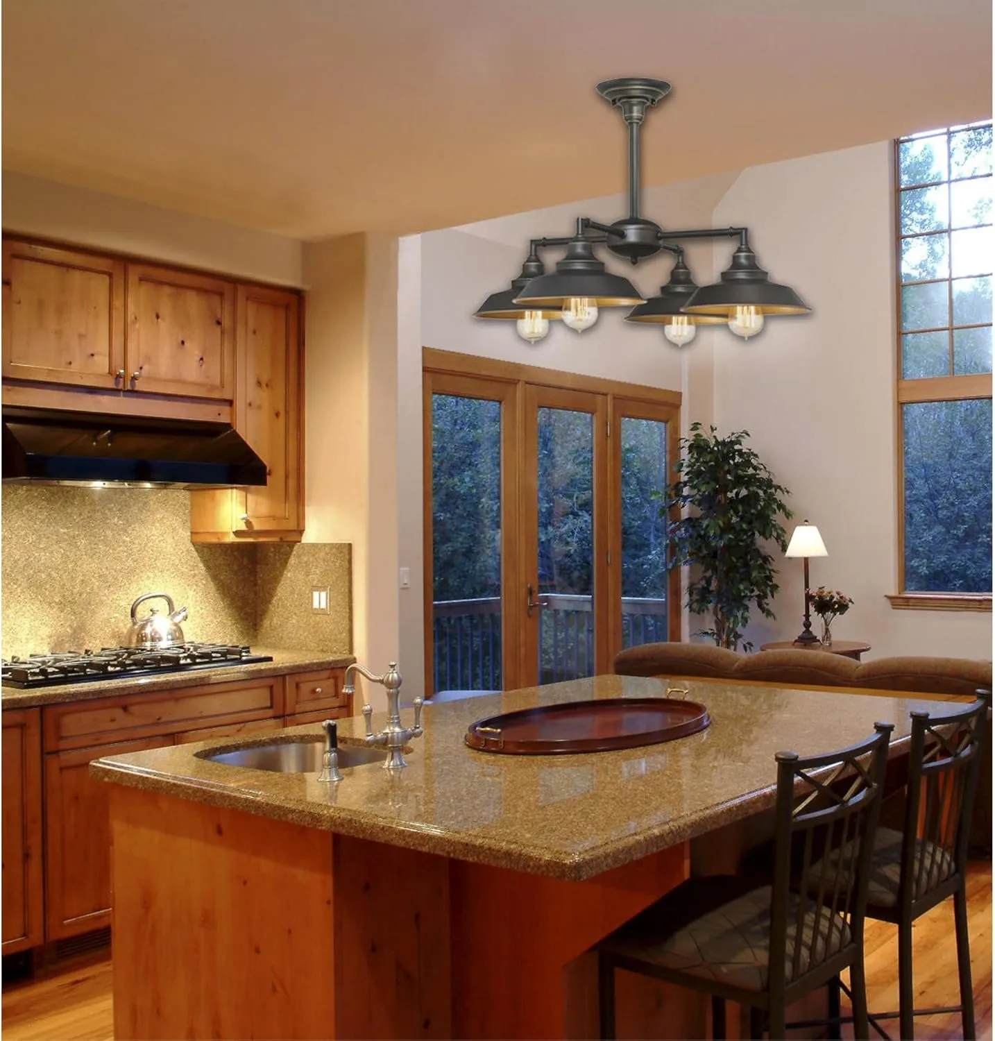 Westinghouse 6345000 Four-Light Indoor Iron Hill Chandelier, 4, Oil Rubbed Bronze with Highlights