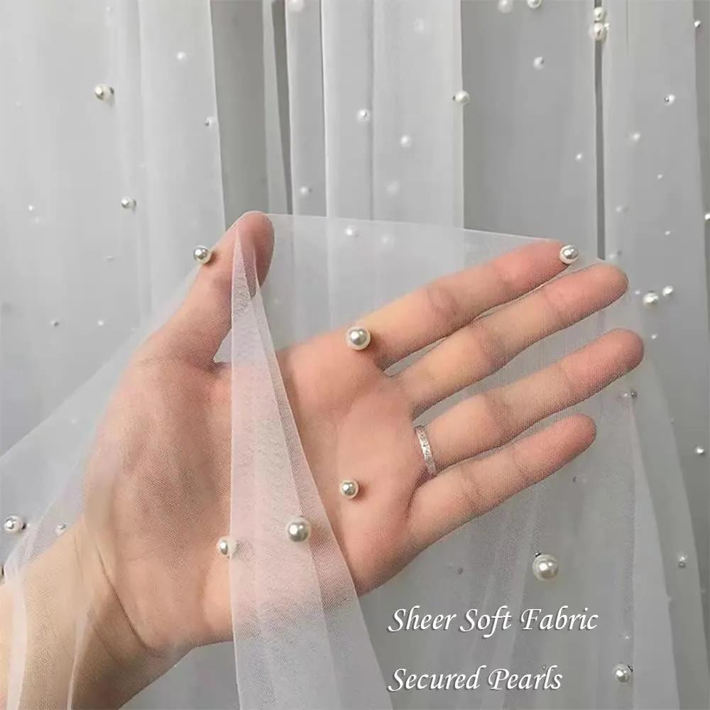 White Pearl Tablecloths Bulk Sheer Tulle Table Cloth Cover for Event Decorations Arch Dessert Soft Chiffon Fabric 6 Pieces 10 ft Tablecloth Veil for Wedding Denim Bachelorette Birthday Party