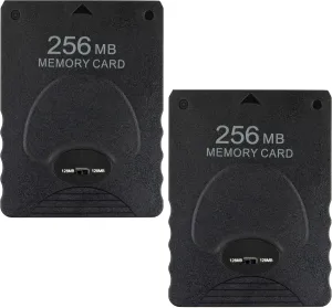 whiteeeen 2pcs 256MB Memory Card for PS2 Playstation 2, High Speed Game Memory Card