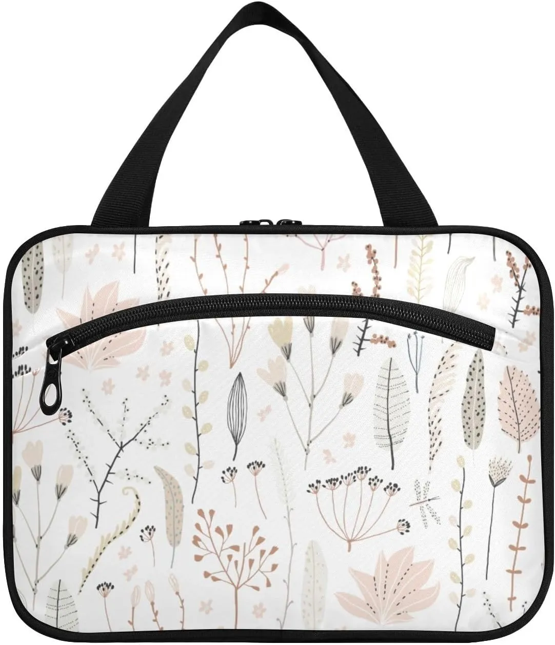 Wildflowers Twigs Travel Toiletry Bag for Women Men, Hanging Organizer Makeup Bag, Roll up Waterproof Travel Essentials