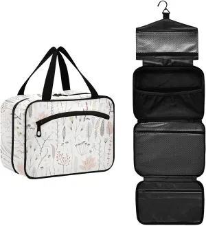 Wildflowers Twigs Travel Toiletry Bag for Women Men, Hanging Organizer Makeup Bag, Roll up Waterproof Travel Essentials