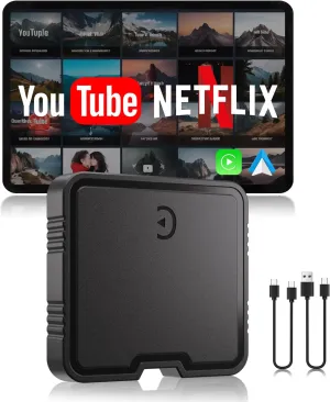Wireless CarPlay Adapter, 2025 Upgrade Support Netflix/YouTube/TF Card Plug & Play Dongle with Apple Car Play Wireless Adapter Android Auto Wireless Adapter for Cars from 2015&iPhone iOS10 