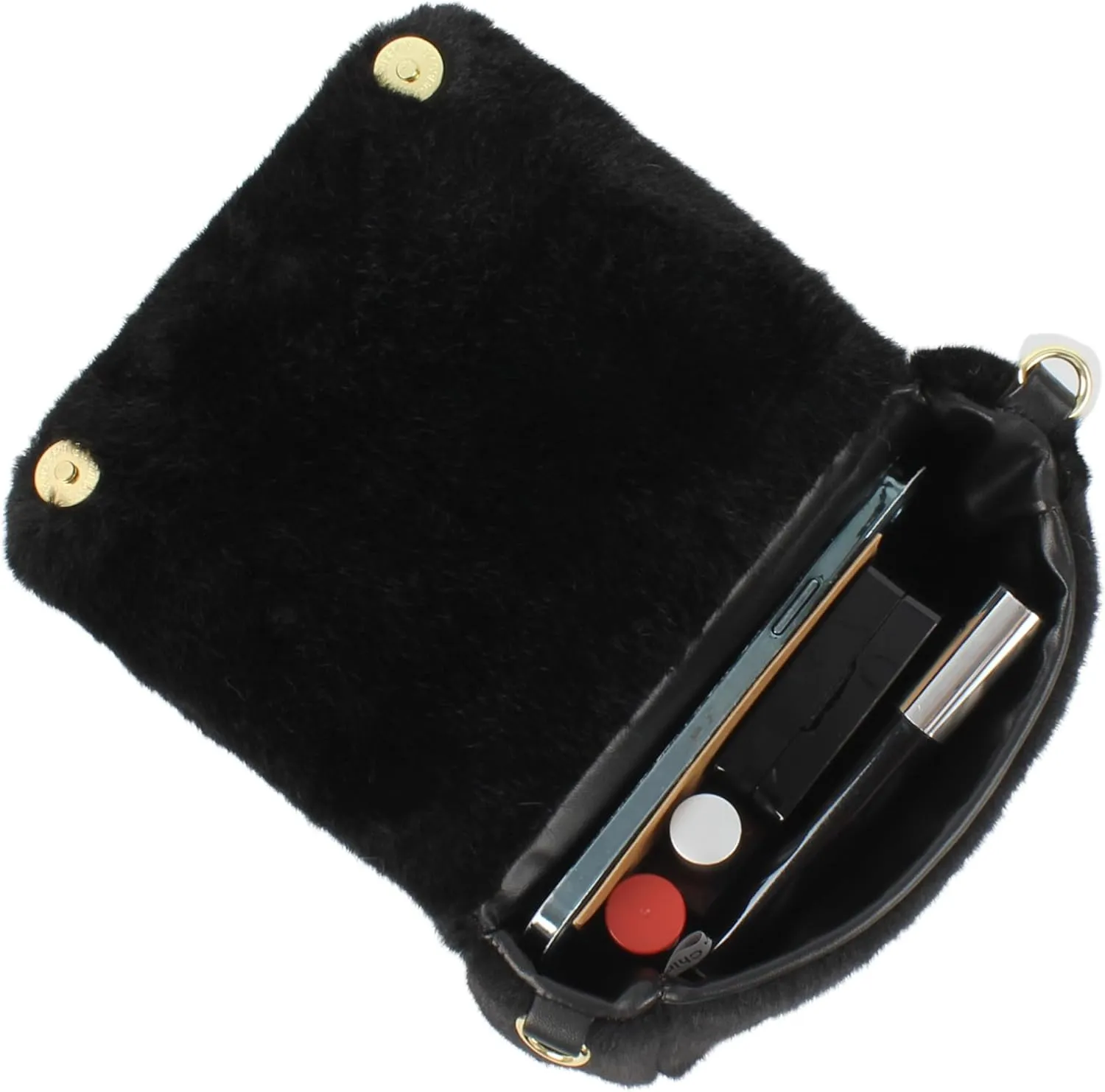 Women Faux Fur Winter Fashion Shoulder Bag Barrel Shape Drawstring Satchel Purse
