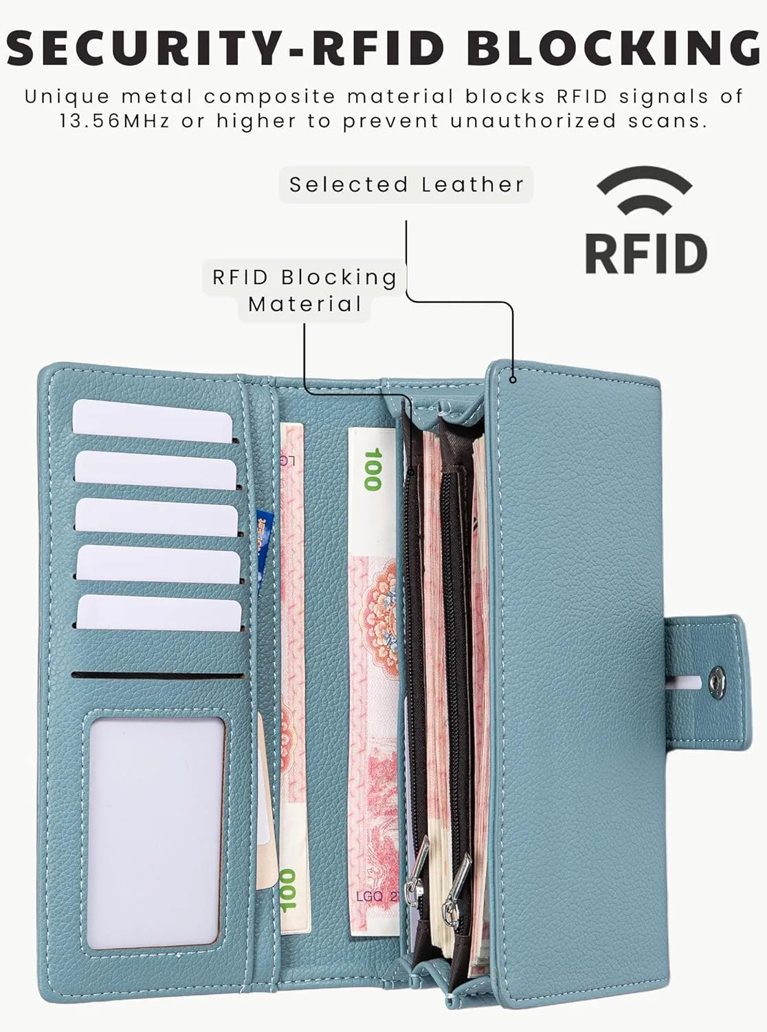 Women Leather Wallet Designer Long Clutch Large Capacity Bifold Multi Credit Card Holder Ladies Gifts