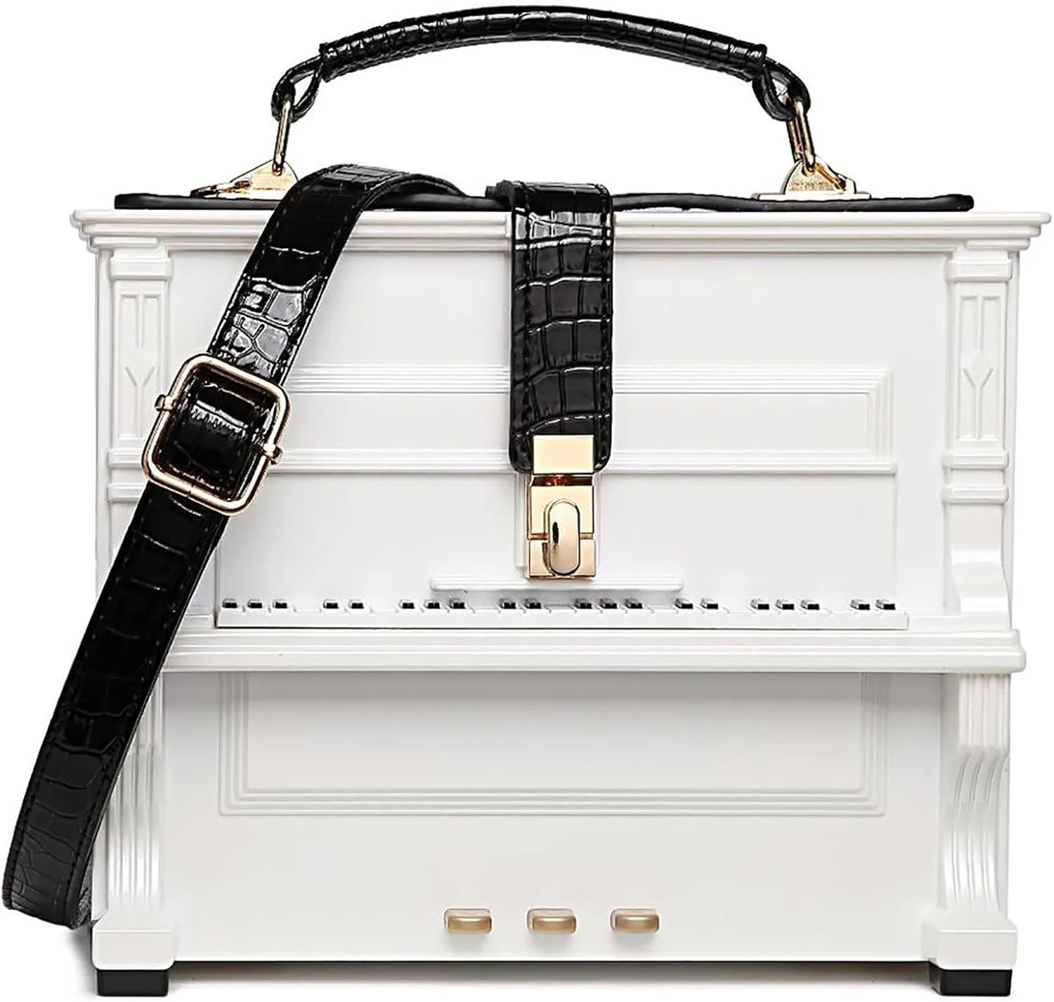 Women Piano Shaped Crossbody Shoulder Bag Handbag Acrylic Unique Novelty Piano Purse