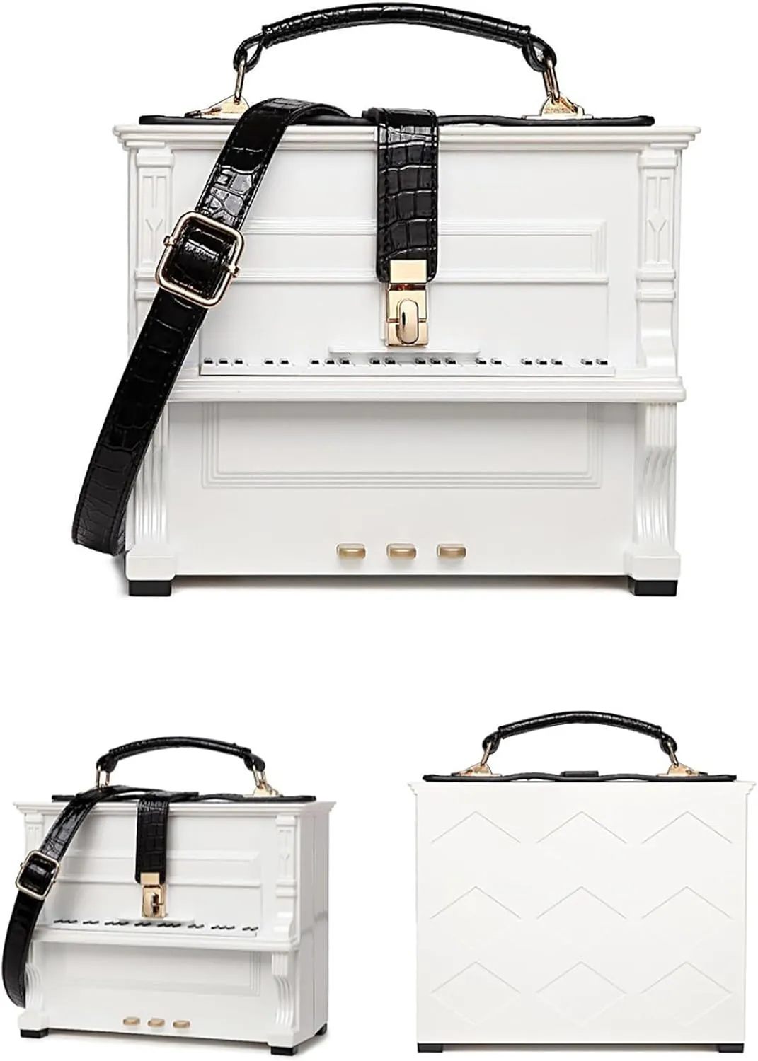 Women Piano Shaped Crossbody Shoulder Bag Handbag Acrylic Unique Novelty Piano Purse