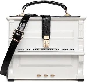 Women Piano Shaped Crossbody Shoulder Bag Handbag Acrylic Unique Novelty Piano Purse