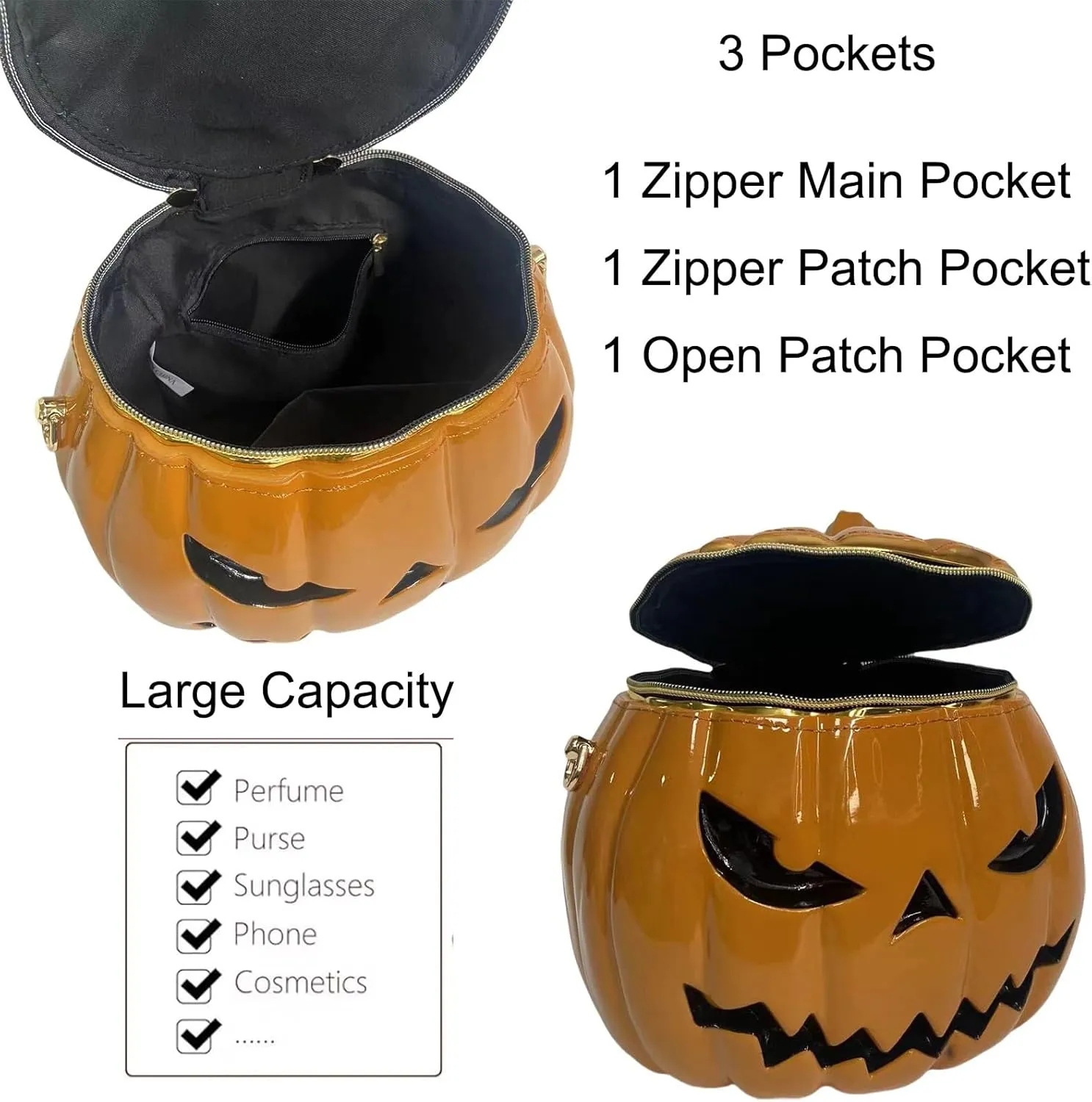 Women Pumpkin Shaped Crossbody Shoulder Bag Unique Weird PVC Handbag Novelty Halloween Pumpkin Purse