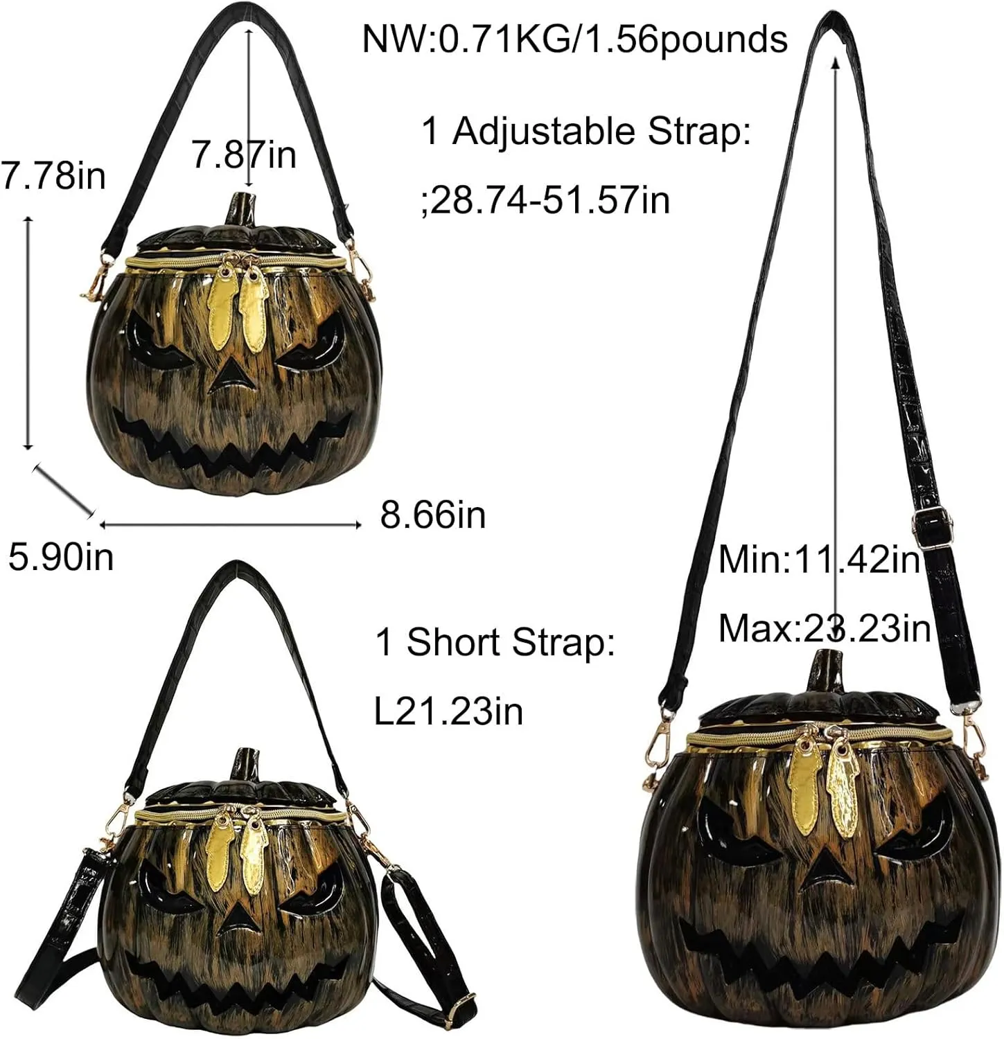 Women Pumpkin Shaped Crossbody Shoulder Bag Unique Weird PVC Handbag Novelty Halloween Pumpkin Purse