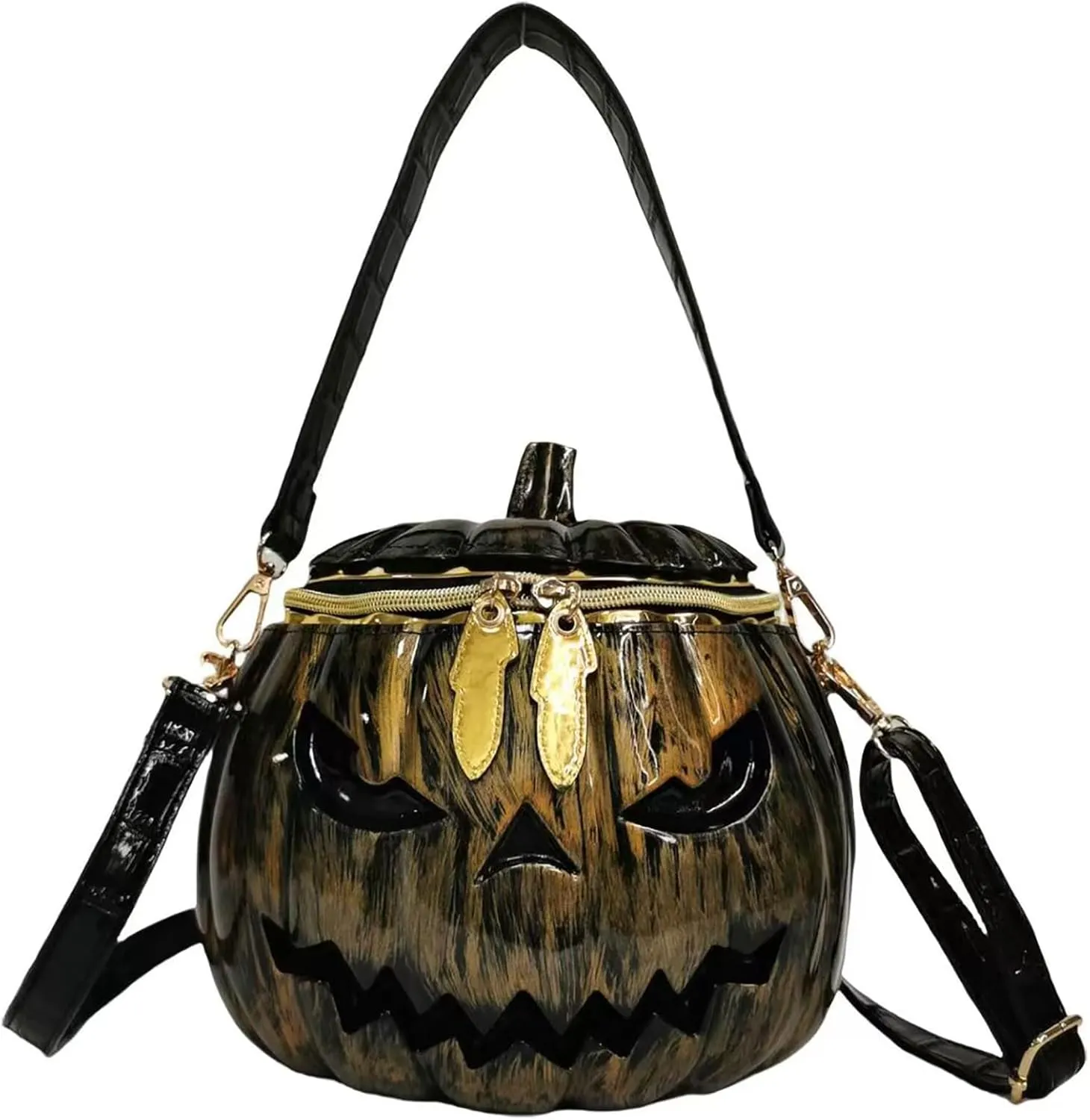 Women Pumpkin Shaped Crossbody Shoulder Bag Unique Weird PVC Handbag Novelty Halloween Pumpkin Purse