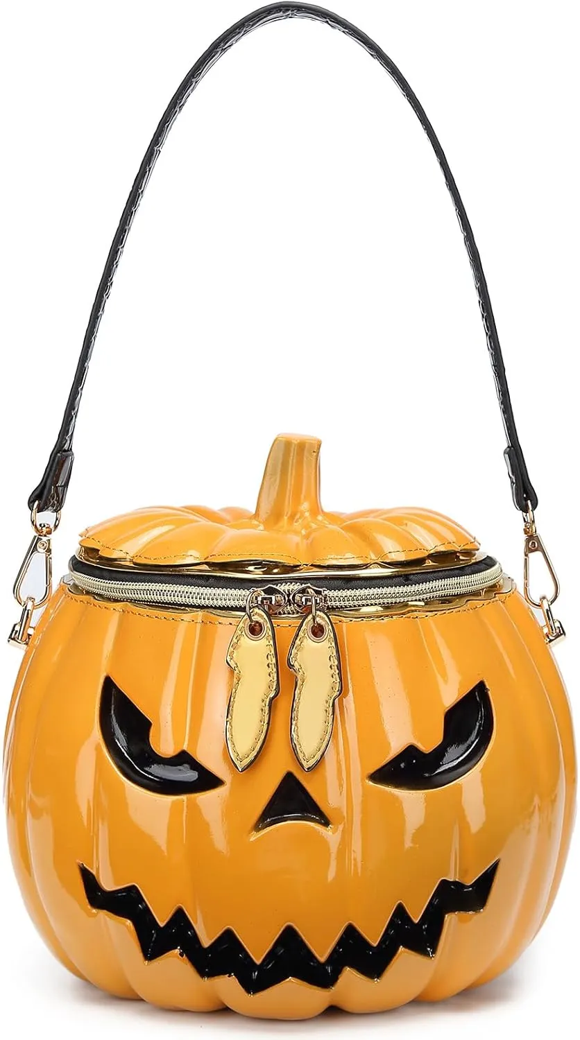 Women Pumpkin Shaped Crossbody Shoulder Bag Unique Weird PVC Handbag Novelty Halloween Pumpkin Purse