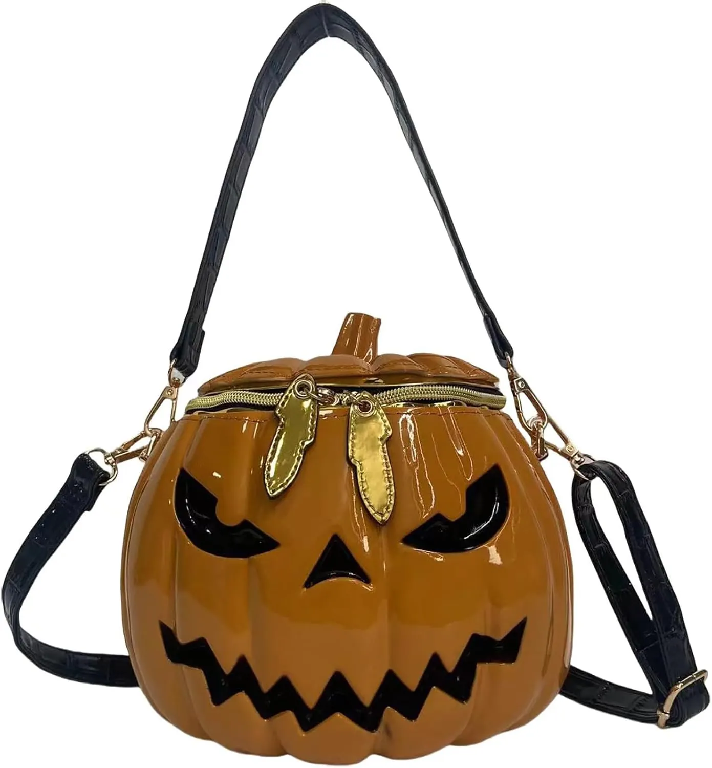 Women Pumpkin Shaped Crossbody Shoulder Bag Unique Weird PVC Handbag Novelty Halloween Pumpkin Purse