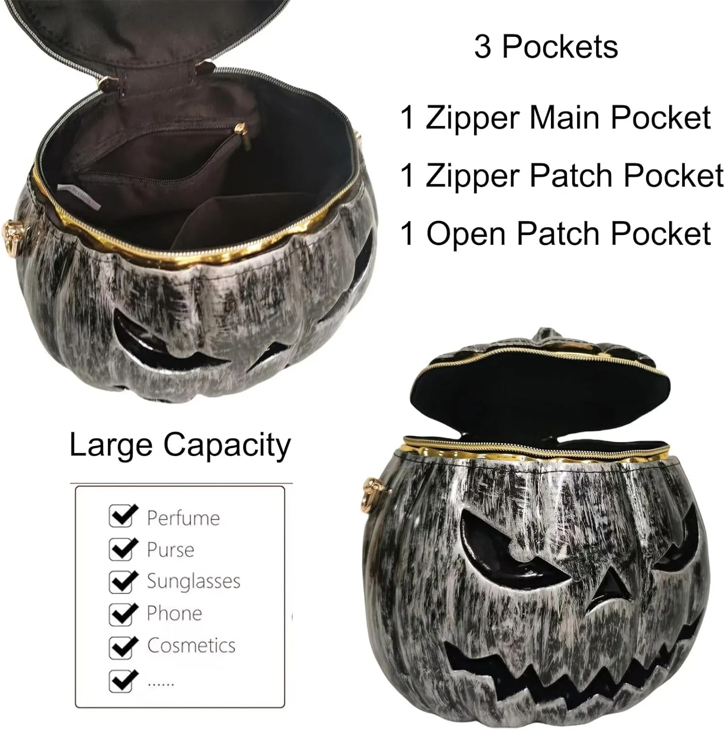 Women Pumpkin Shaped Crossbody Shoulder Bag Unique Weird PVC Handbag Novelty Halloween Pumpkin Purse