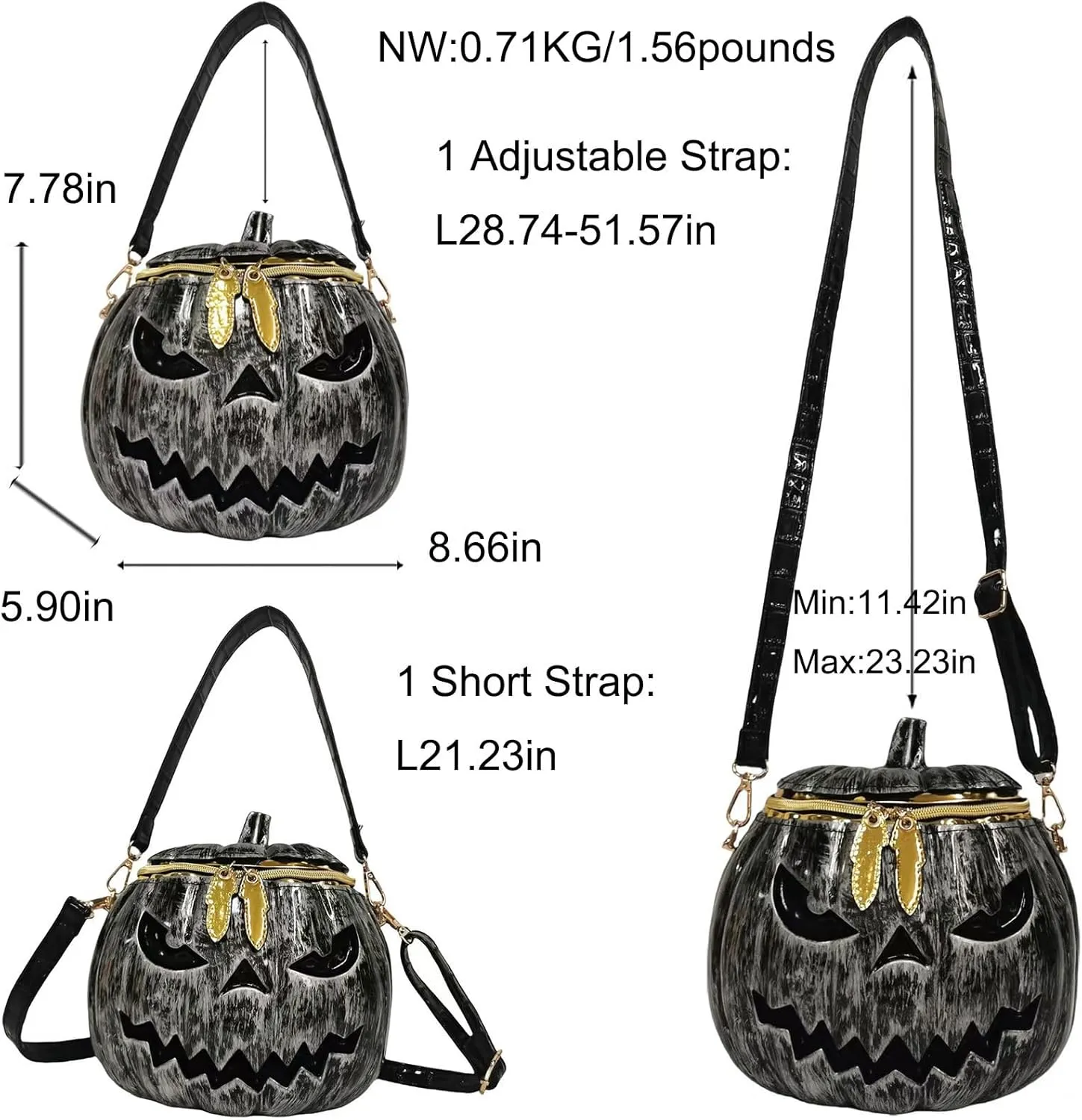 Women Pumpkin Shaped Crossbody Shoulder Bag Unique Weird PVC Handbag Novelty Halloween Pumpkin Purse