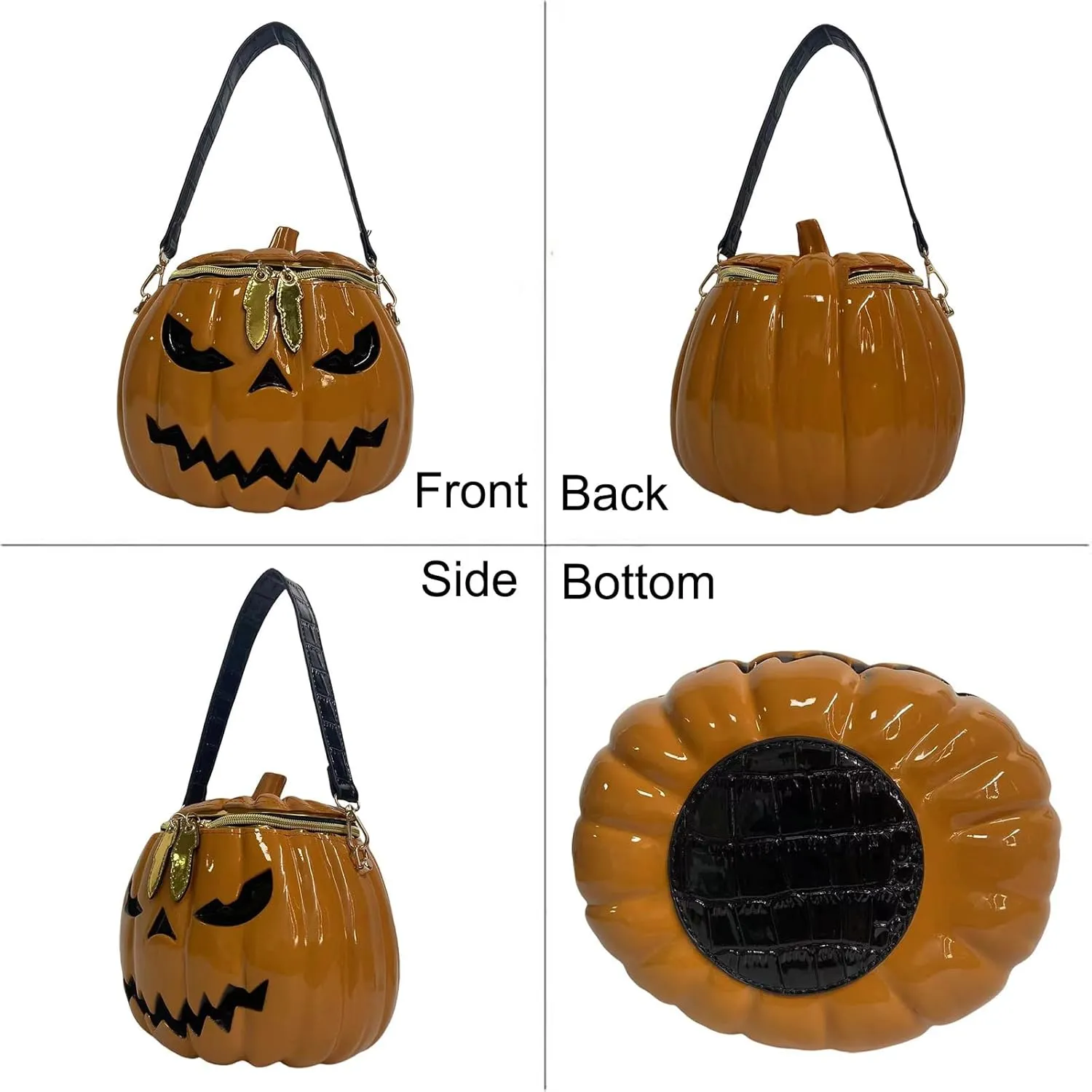 Women Pumpkin Shaped Crossbody Shoulder Bag Unique Weird PVC Handbag Novelty Halloween Pumpkin Purse