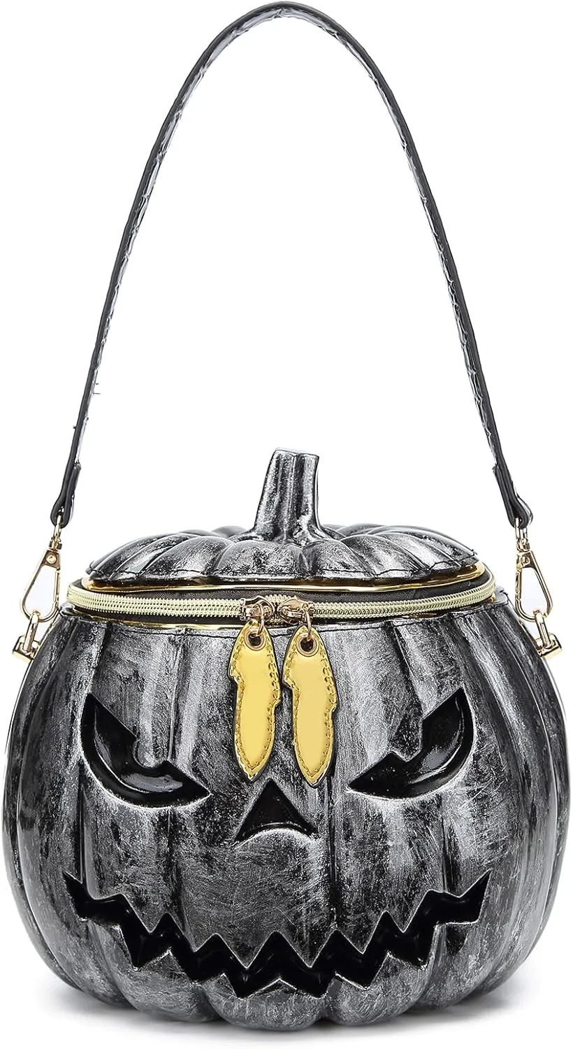 Women Pumpkin Shaped Crossbody Shoulder Bag Unique Weird PVC Handbag Novelty Halloween Pumpkin Purse