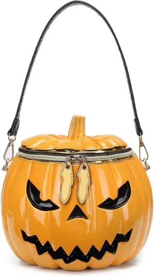Women Pumpkin Shaped Crossbody Shoulder Bag Unique Weird PVC Handbag Novelty Halloween Pumpkin Purse