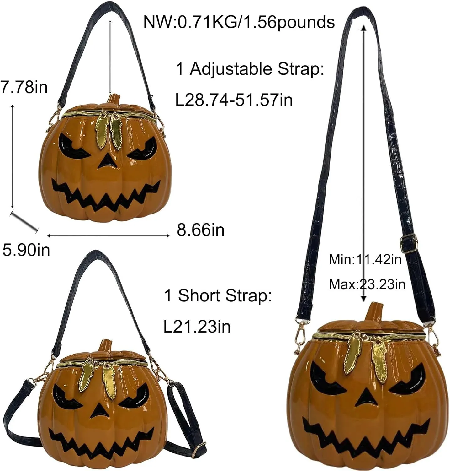 Women Pumpkin Shaped Crossbody Shoulder Bag Unique Weird PVC Handbag Novelty Halloween Pumpkin Purse