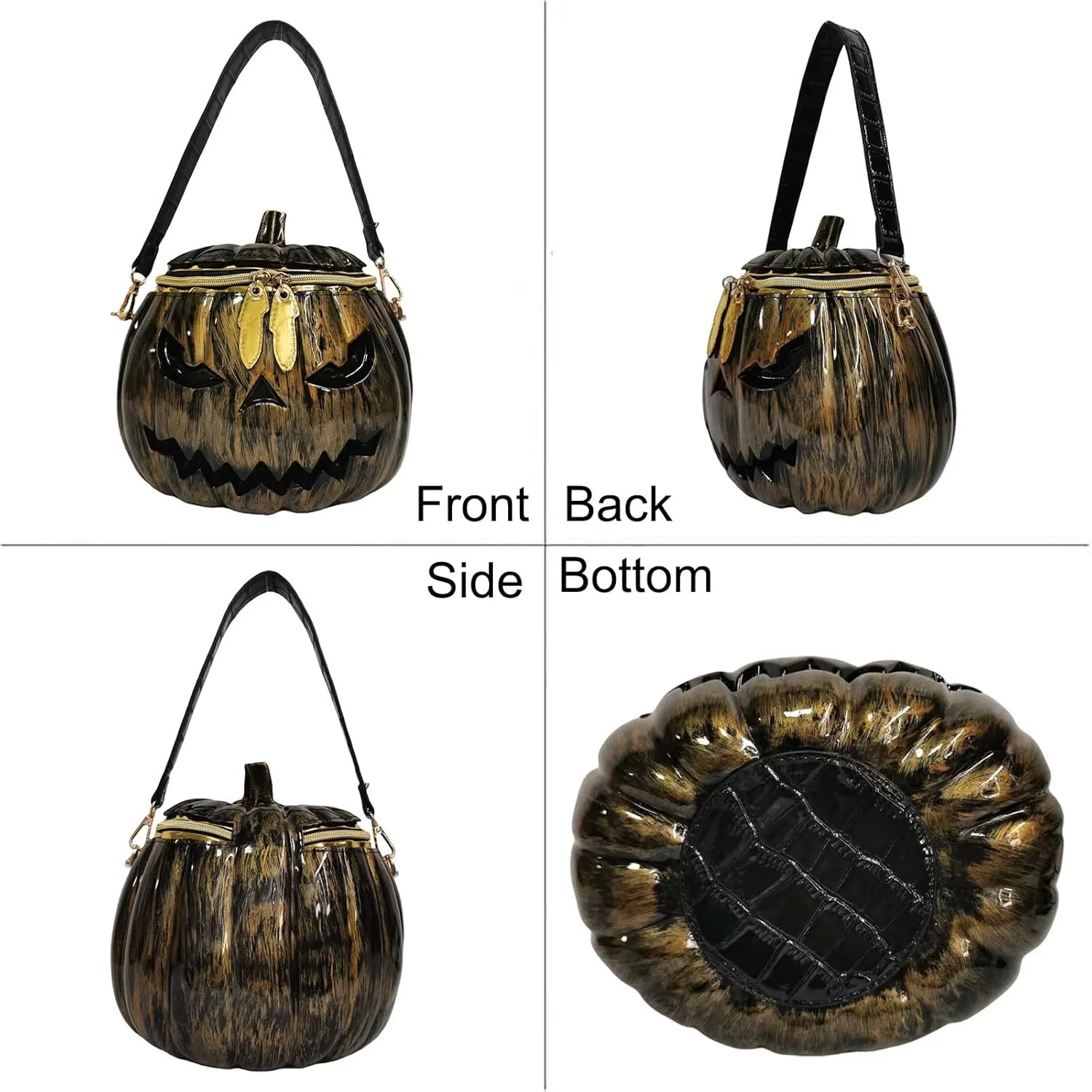 Women Pumpkin Shaped Crossbody Shoulder Bag Unique Weird PVC Handbag Novelty Halloween Pumpkin Purse