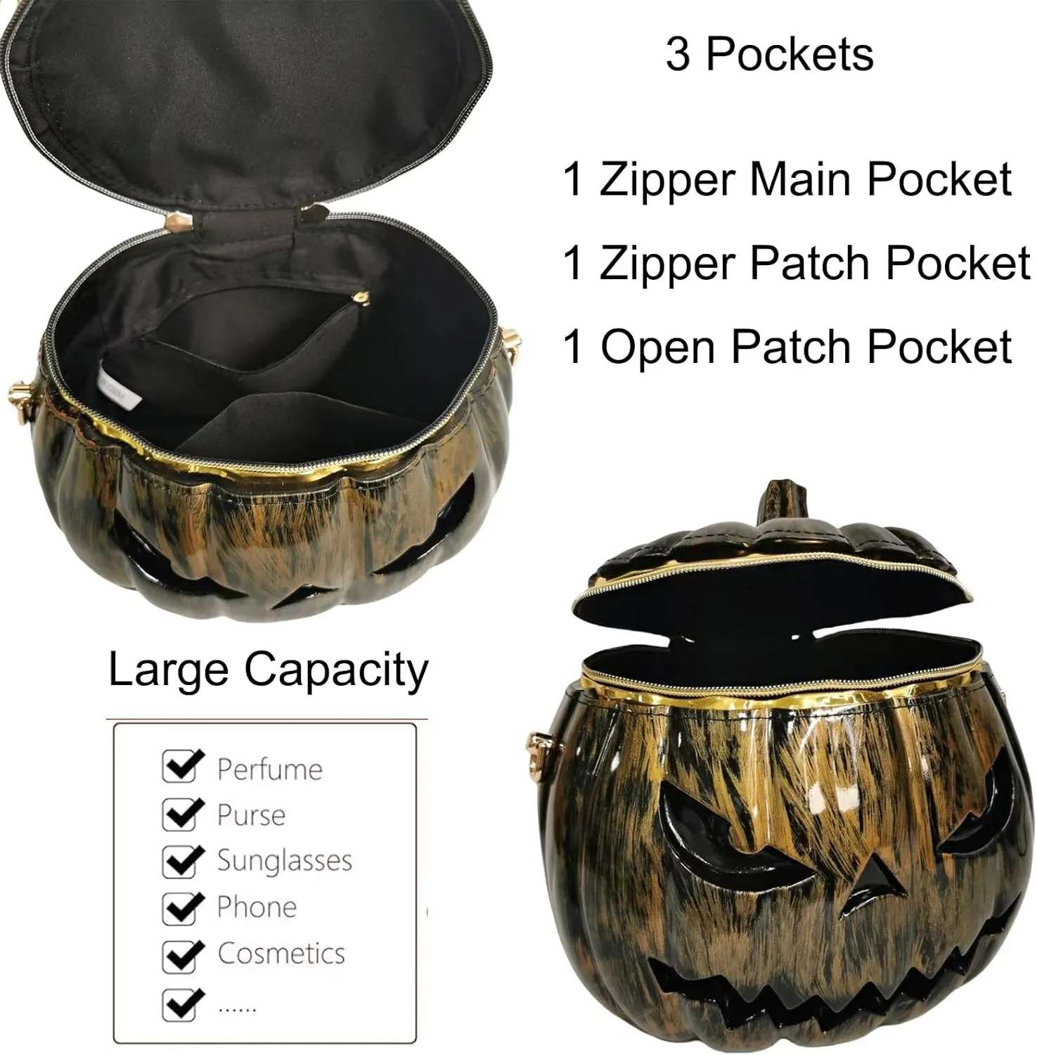 Women Pumpkin Shaped Crossbody Shoulder Bag Unique Weird PVC Handbag Novelty Halloween Pumpkin Purse