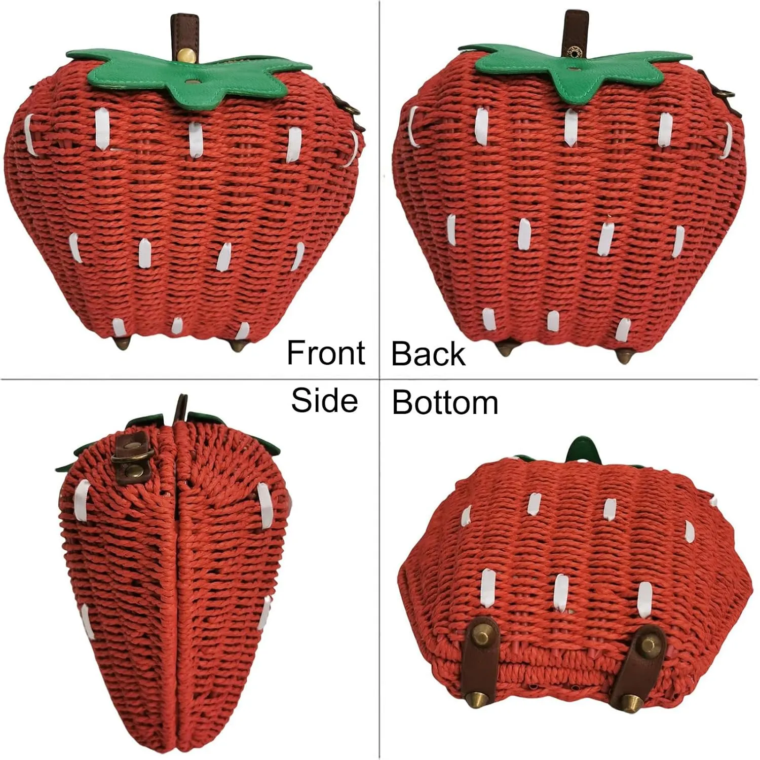 Women Strawberry Shaped Handbag Crossbody Shoulder Bag PU Leather Unique Novelty Strawberry Purse