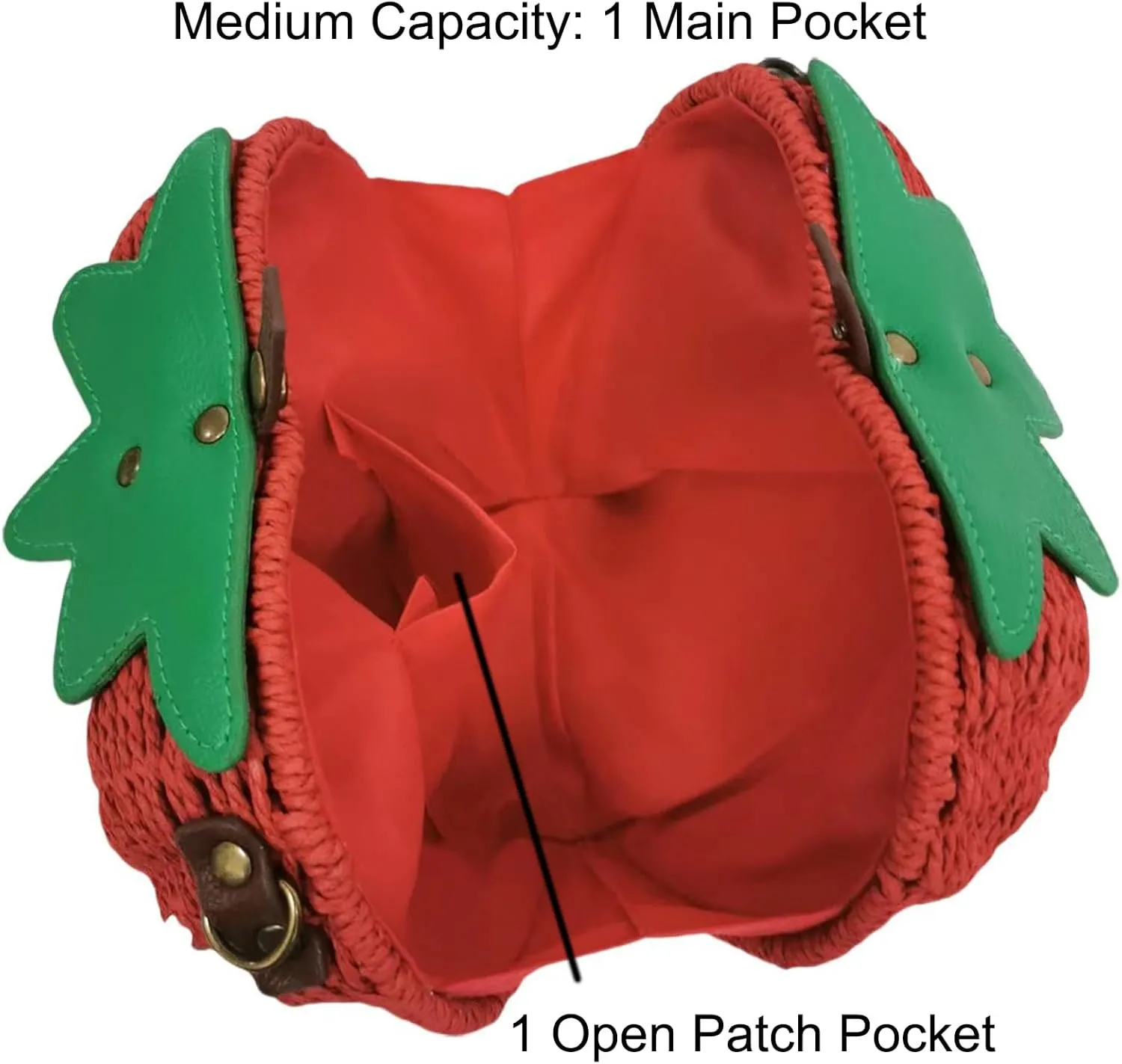 Women Strawberry Shaped Handbag Crossbody Shoulder Bag PU Leather Unique Novelty Strawberry Purse