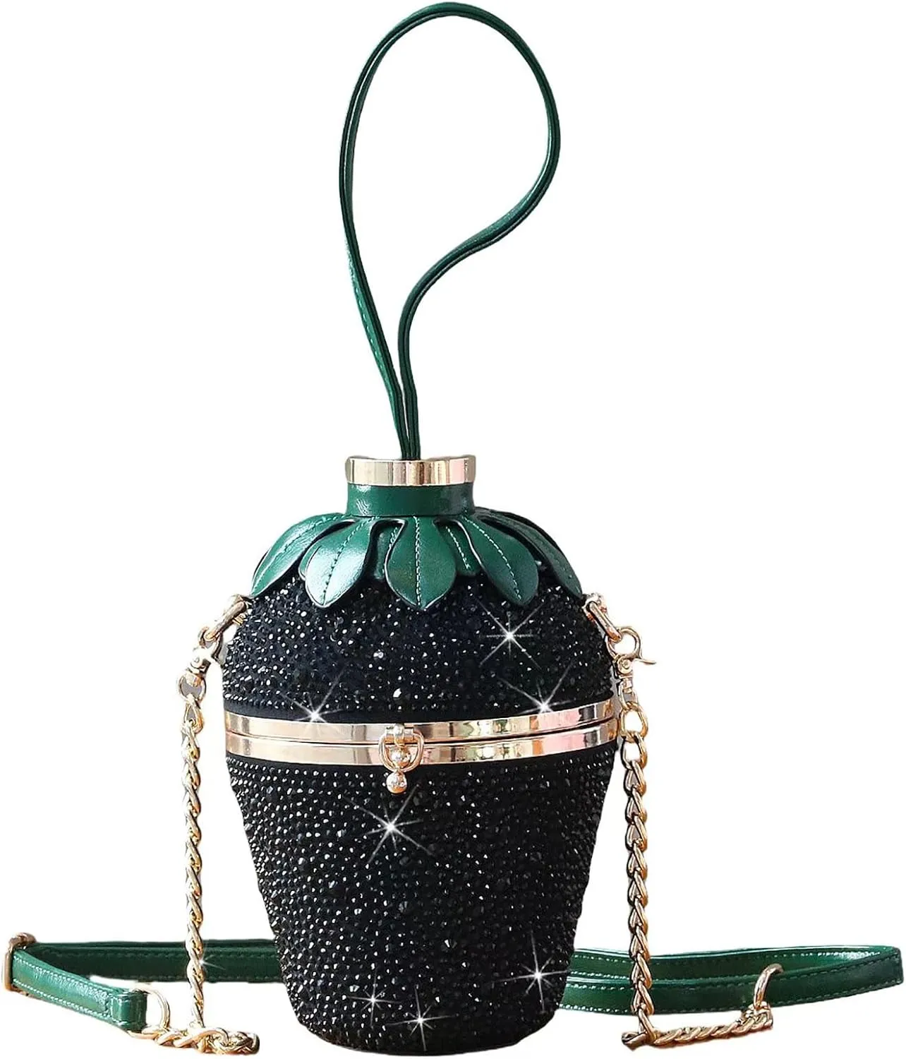 Women Strawberry Shaped Handbag Crossbody Shoulder Bag PU Leather Unique Novelty Strawberry Purse