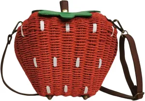 Women Strawberry Shaped Handbag Crossbody Shoulder Bag PU Leather Unique Novelty Strawberry Purse