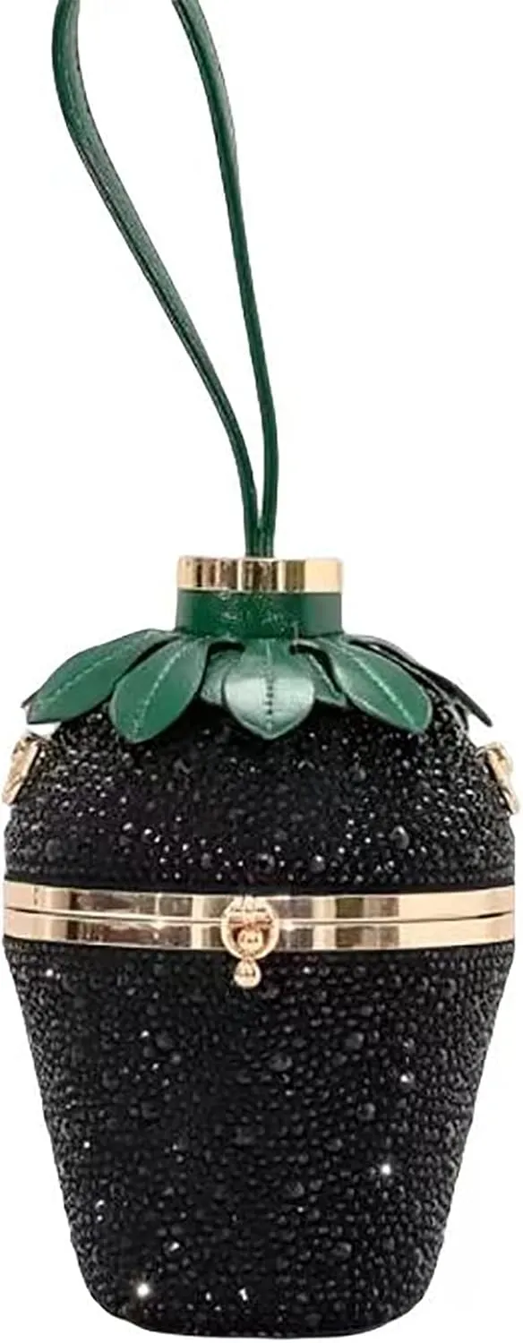 Women Strawberry Shaped Handbag Crossbody Shoulder Bag PU Leather Unique Novelty Strawberry Purse