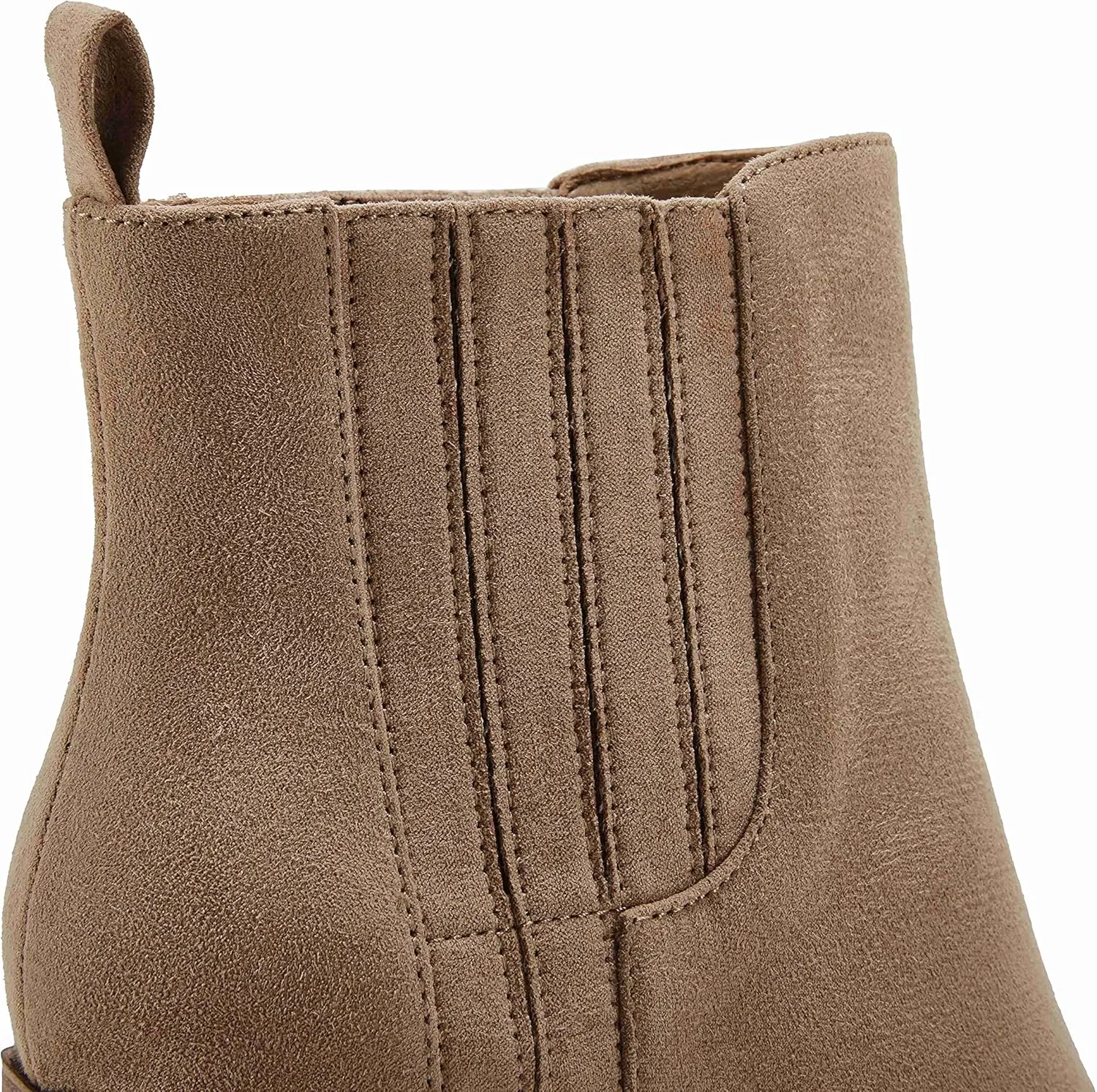 Womens Ankle Boots Slip on Pointed Toe Chunky Block Mid Heel Leather Elastic Panel Casual Chelsea Western Booties
