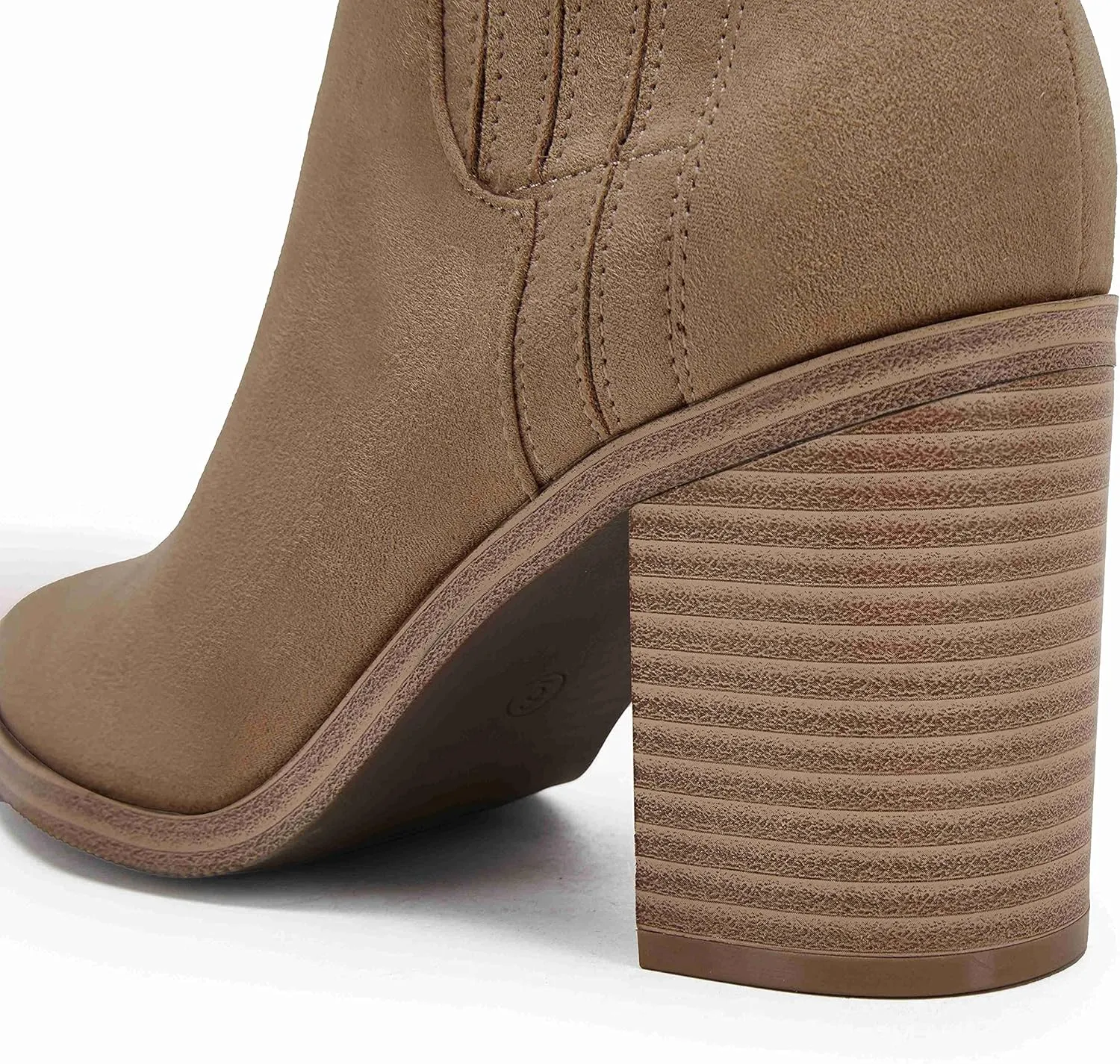 Womens Ankle Boots Slip on Pointed Toe Chunky Block Mid Heel Leather Elastic Panel Casual Chelsea Western Booties