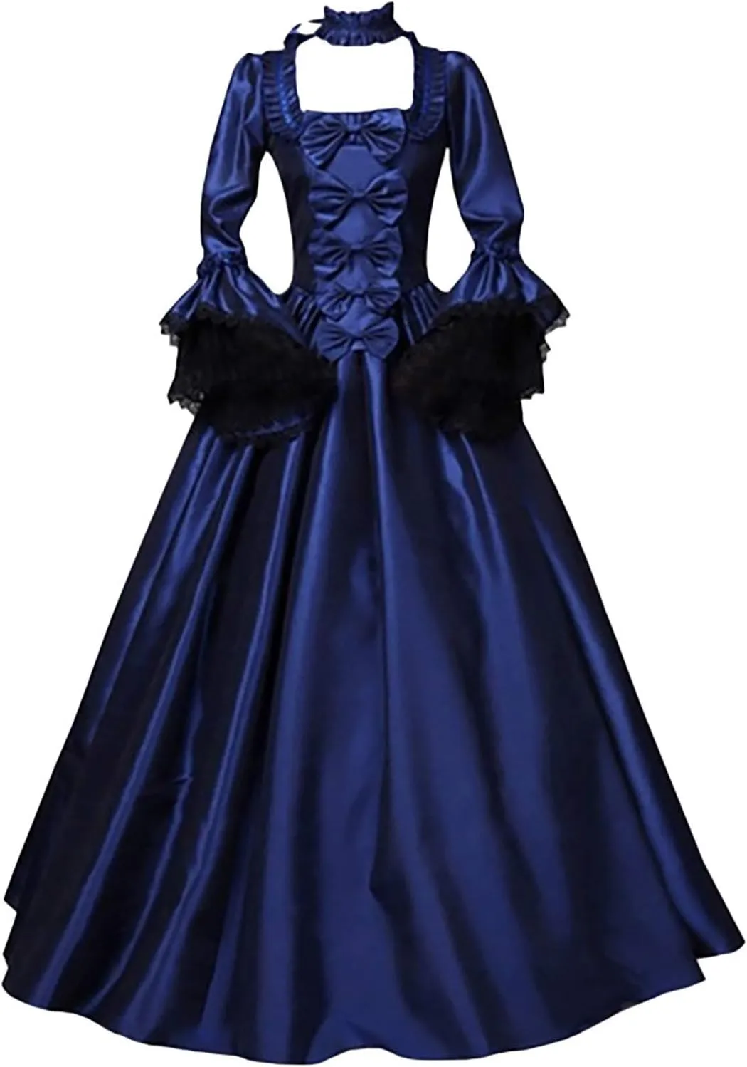Womens Court Dress Vintage Stylish Medieval Lace-Up Print Wide Princess Dresses Plus Size Renaissance Halloween Dress