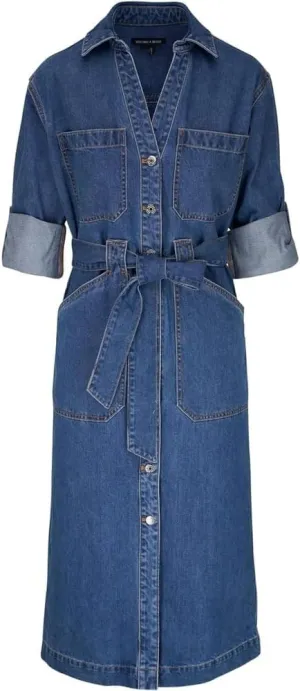 Women's Evelyn Denim Belted Midi Dress