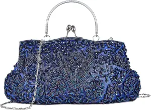 Women's Evening Handbags Vintage Beaded Sequin Design Clutch Purse for Wedding