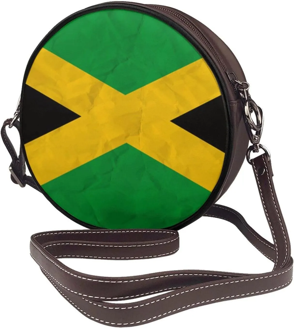 Women's Faux Leather Large Round Crossbody Purse Handbag Shoulder Bag for Travel