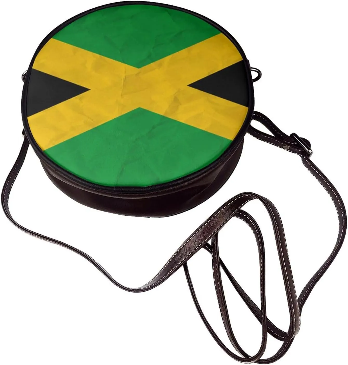 Women's Faux Leather Large Round Crossbody Purse Handbag Shoulder Bag for Travel