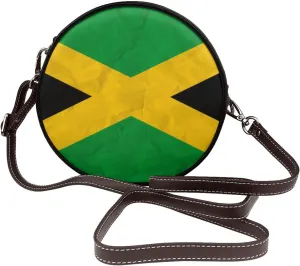 Women's Faux Leather Large Round Crossbody Purse Handbag Shoulder Bag for Travel