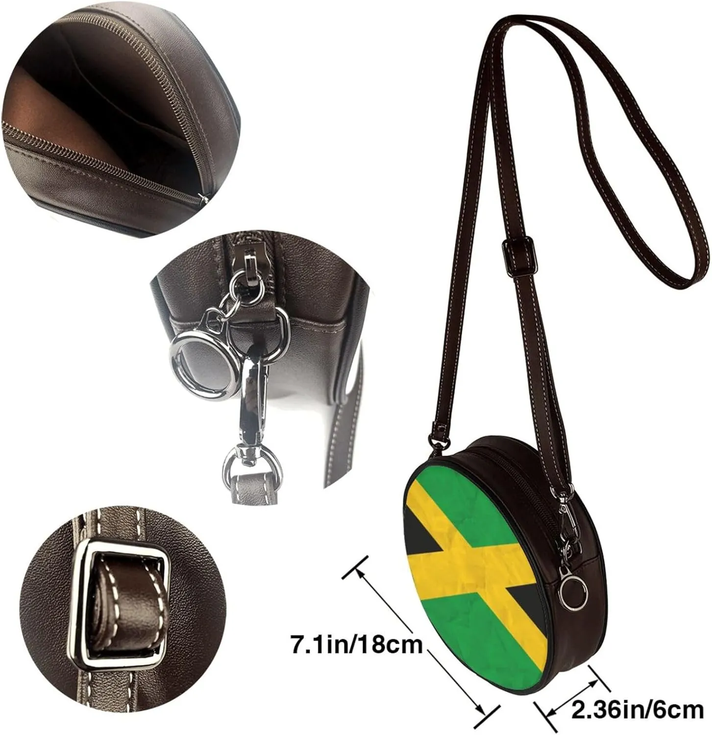 Women's Faux Leather Large Round Crossbody Purse Handbag Shoulder Bag for Travel