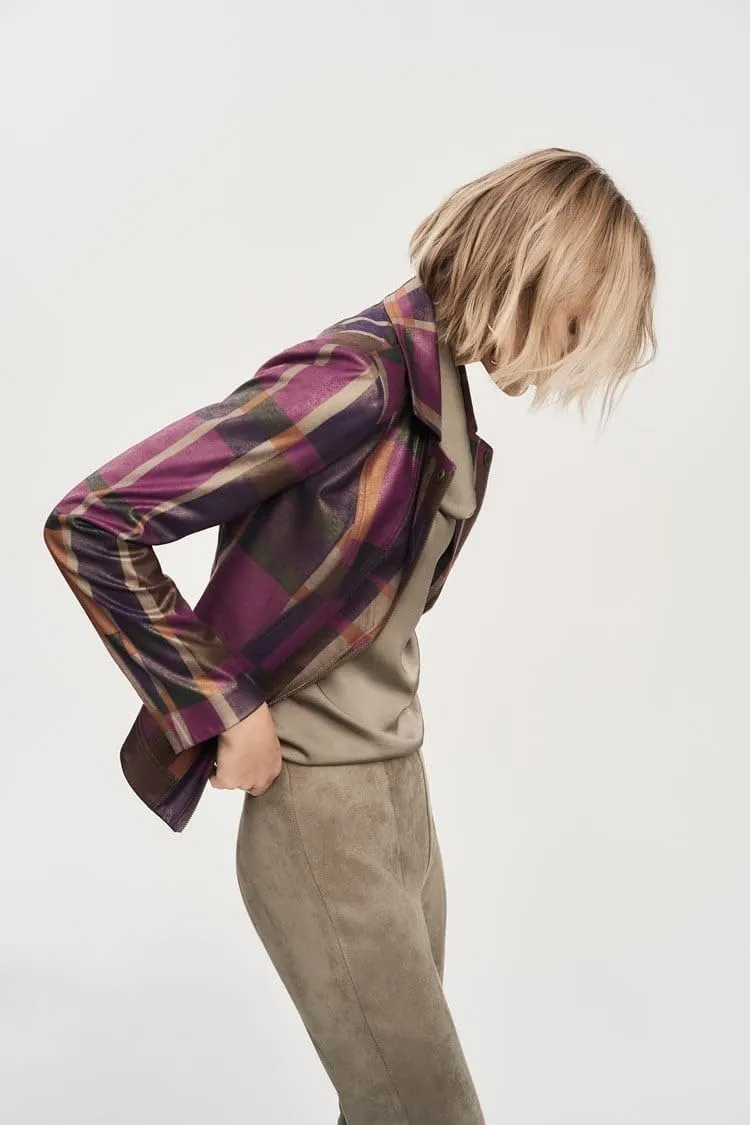 Women's Foiled Print Faux Suede Jacket