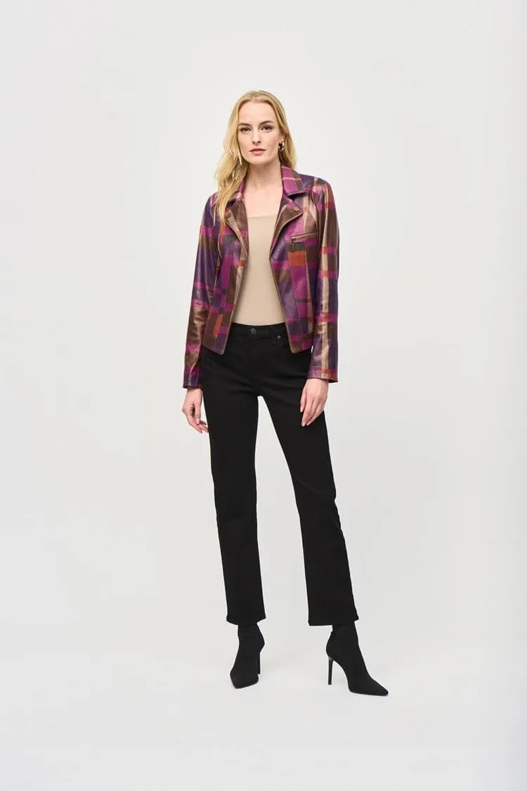 Women's Foiled Print Faux Suede Jacket