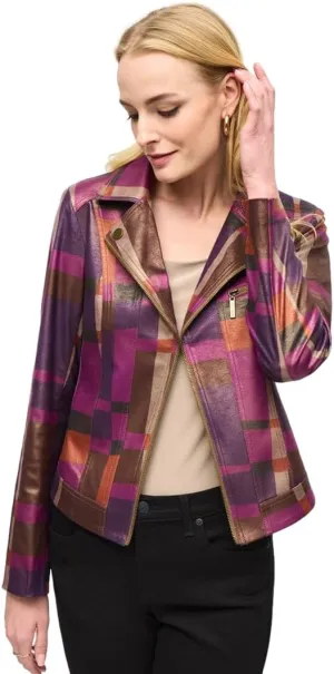 Women's Foiled Print Faux Suede Jacket