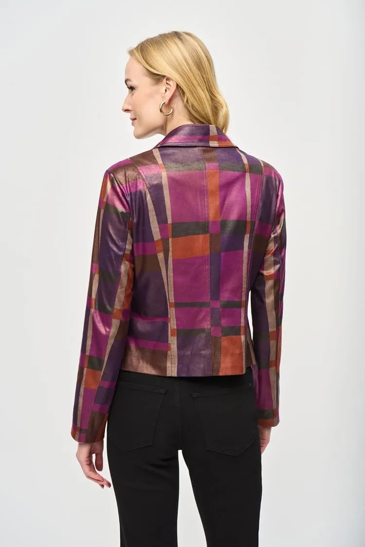 Women's Foiled Print Faux Suede Jacket