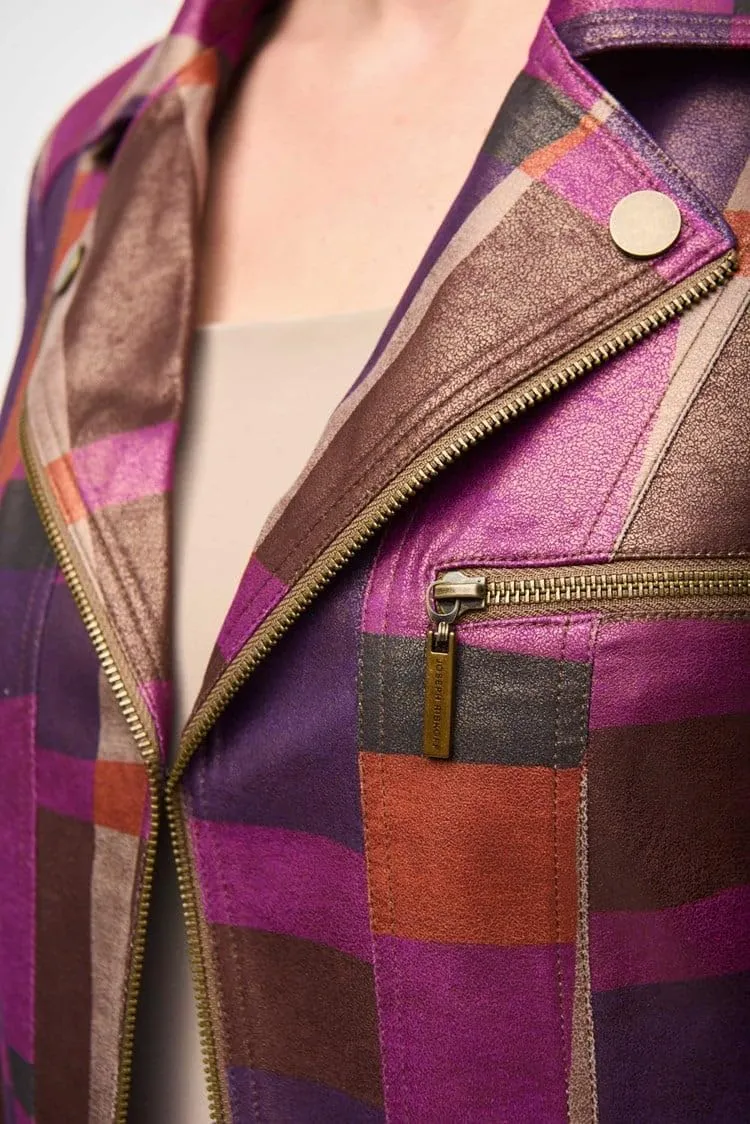 Women's Foiled Print Faux Suede Jacket