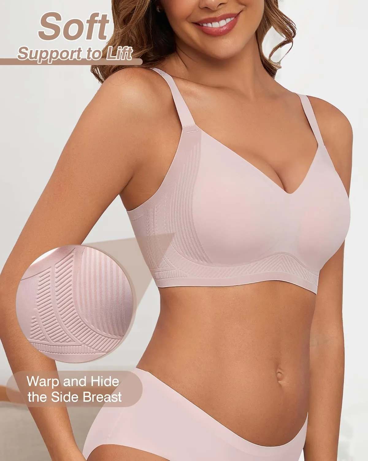 Womens Full Coverage Push Up Bras with Support and Lift Velvet Silhouette Wireless Everyday Bralettes
