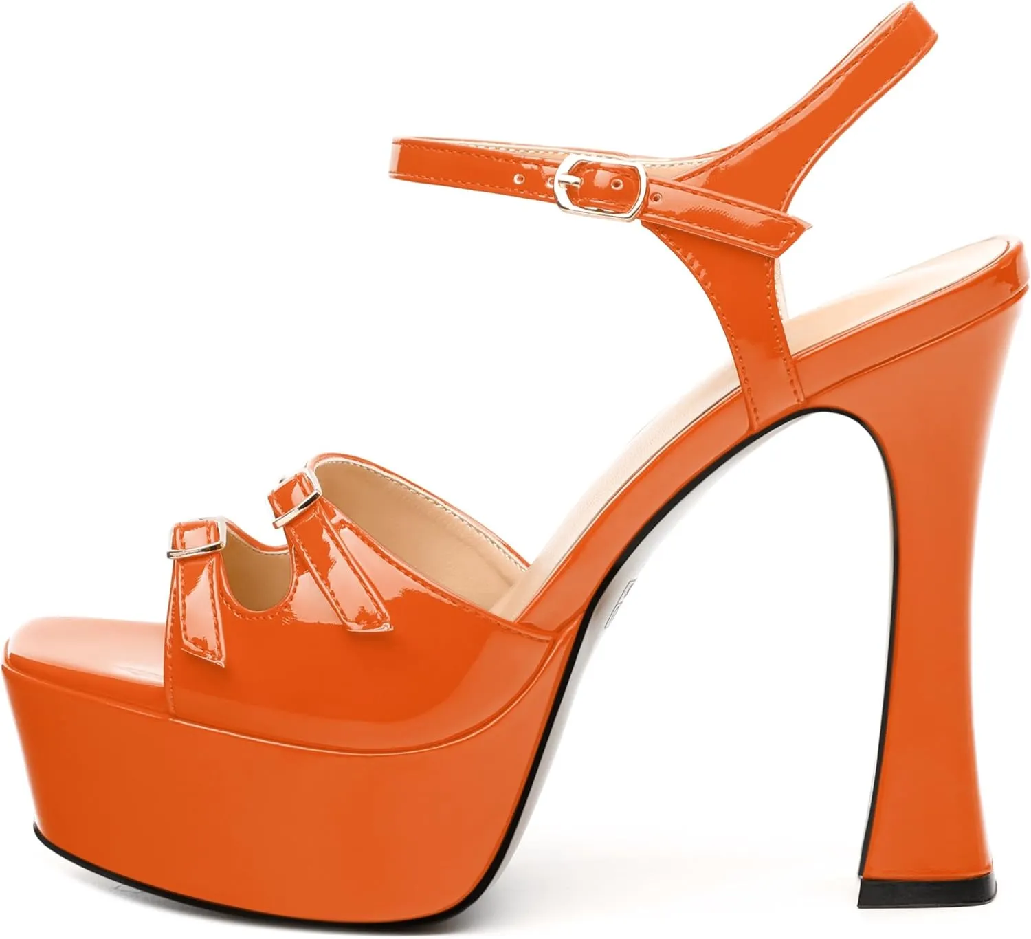 Women's High Heel Platform Sandals - Open Square Toe, Adjustable Buckle Ankle Strap, Versatile Party/Wedding/Daily Shoes