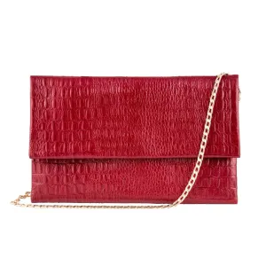 Womens Leather Clutch Shoulder Cross Body Printed Cowhide Bag