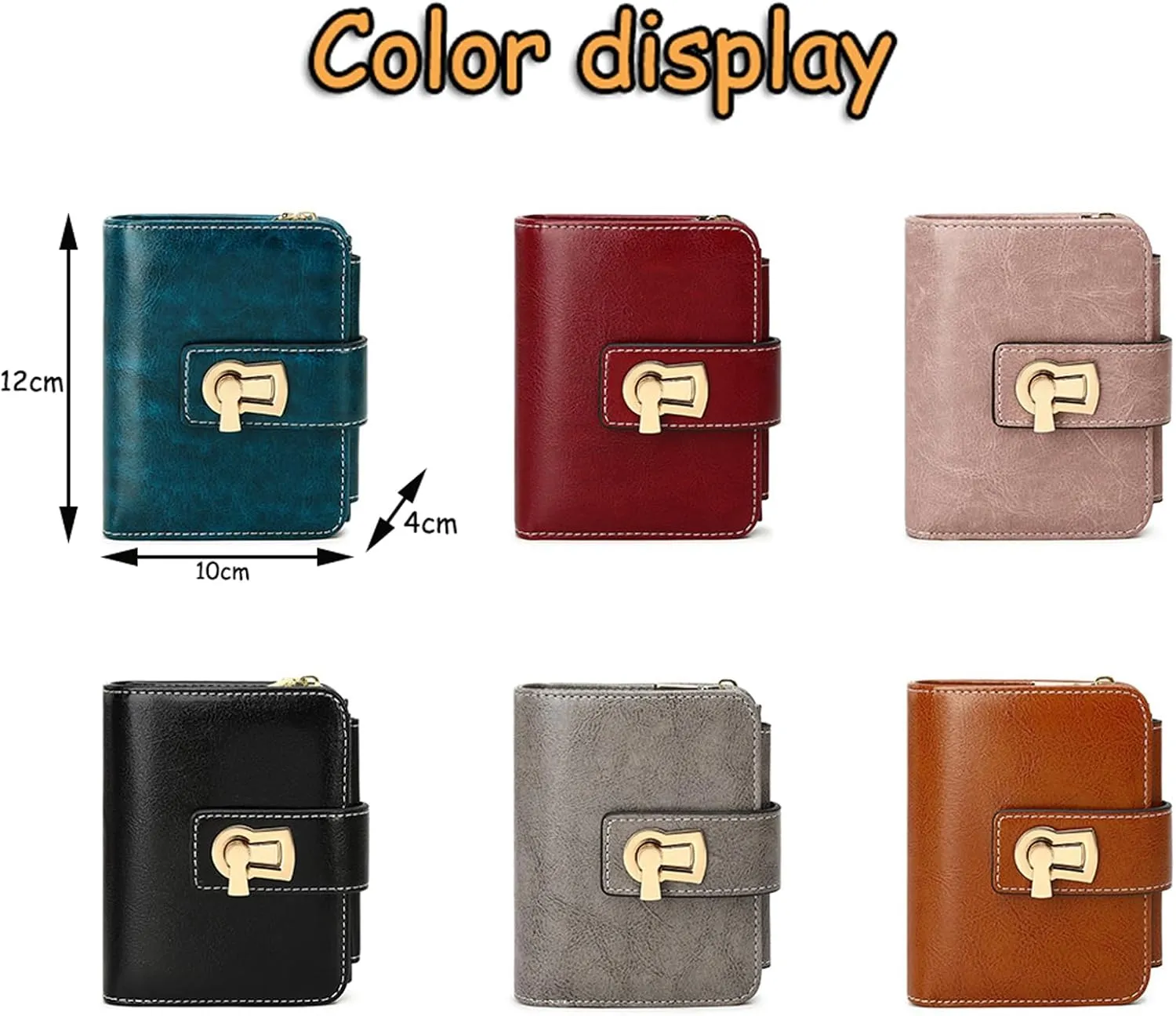 Women'S Leather Zipper Wallet – RFID Blocking Short Purse with Card Holder, Ladies Wallet with Card Slots, Coin Pocket, And Photo Slot,Green