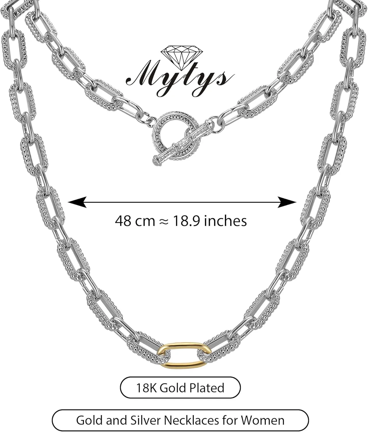 Women's Link Necklace 18k Gold Plated Double Twist Wire Gold and Silver 2 Tone Chain Necklaces Christmas New Year Jewelry