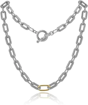 Women's Link Necklace 18k Gold Plated Double Twist Wire Gold and Silver 2 Tone Chain Necklaces Christmas New Year Jewelry