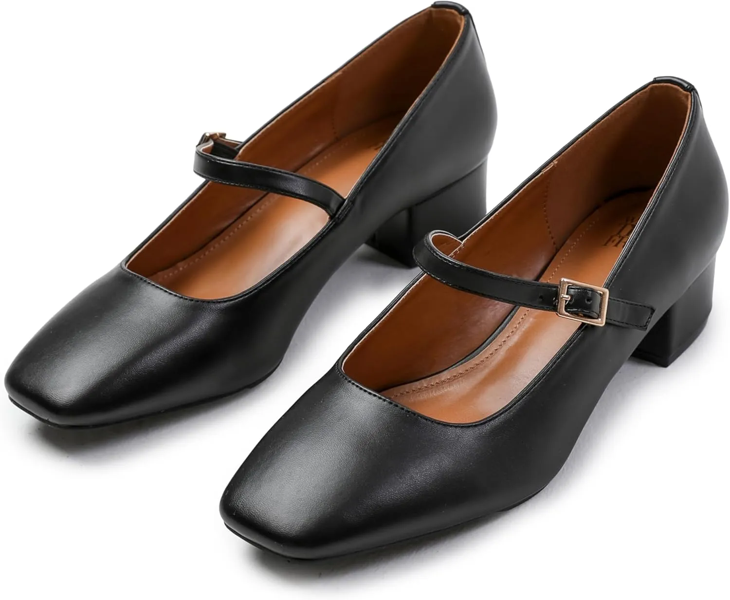 Womens Low Mid Block Heel Ankle Strap Smart Work Office Comfort Court Shoes Wide Fit Closed Toe Comfy Party Casual Travel Shoes
